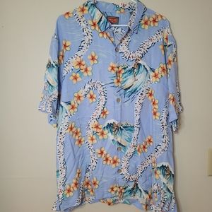 Tommy Bahama mens XL Hawaiian Surfing Floral Beach 100% Rayon Camp Shirt button